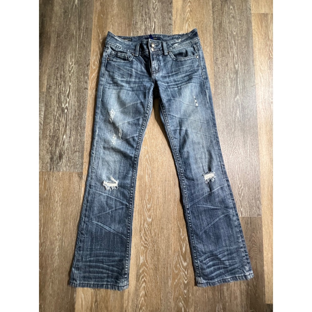 Vigoss The Brooklyn Boot Jeans Womens 28 Blue Distressed Whiskered P20703NB16